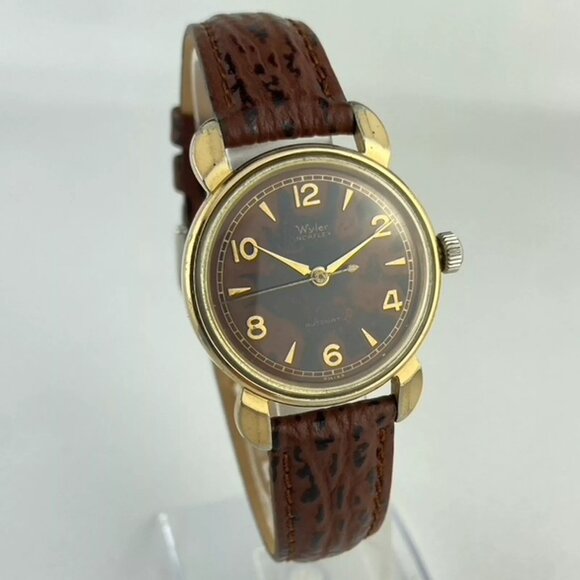 Vintage Wyler 17 Jewel Men's Bumper Automatic Wristwatch w Tropical Dial - Picture 1 of 6